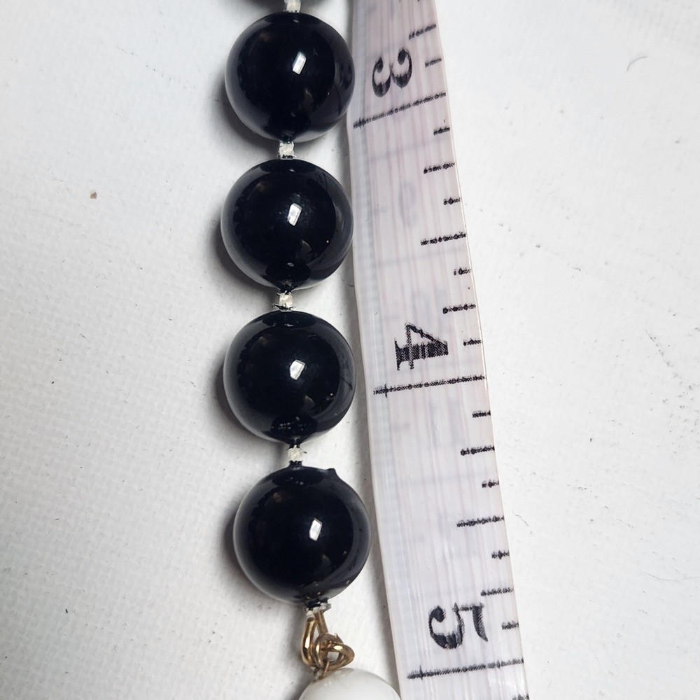 Vintage White wooden Fish Pendant Necklace Black Beaded Statement Jewelry Gold - Picture 8 of 14